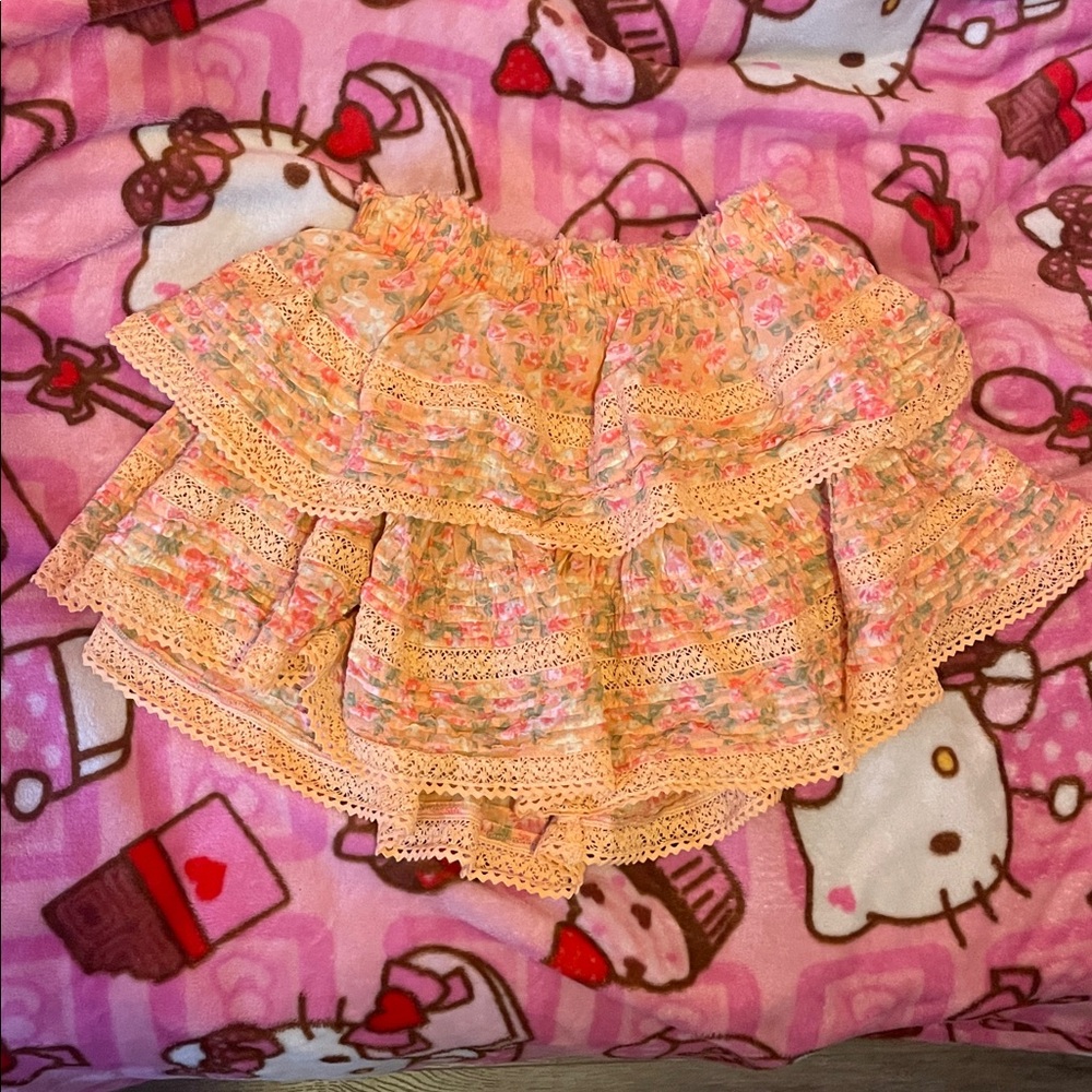 aerie orange floral skirt